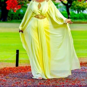 Maxi dress Kaftan style yellow luscious